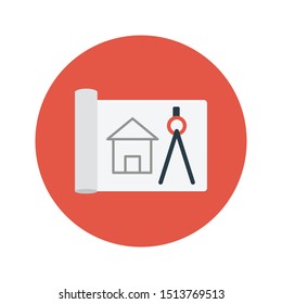 blueprint glyph flat vector icon
