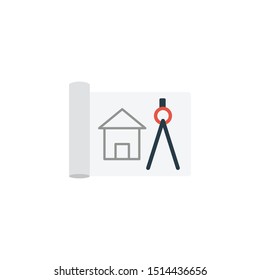 blueprint glyph flat vector icon