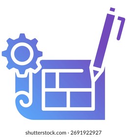 Ícone de gradiente do glifo do diagrama - Conceito de planejamento técnico e de arquitetura