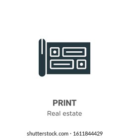 Blueprint glyph icon vector on white background. Flat vector blueprint icon symbol sign from modern real estate collection for mobile concept and web apps design.