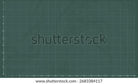 Blueprint graph paper background. Line grid pattern. Blank green sheet of paper with grid and numbers. blueprint background template for engineering design drawing. Vector illustration.