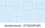 Blueprint graph paper seamless pattern set. Clean square checker grids with thin lines. Technical notebook textures for schematics and layouts.