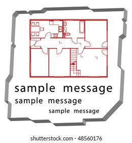 blueprint of house in 3d frame