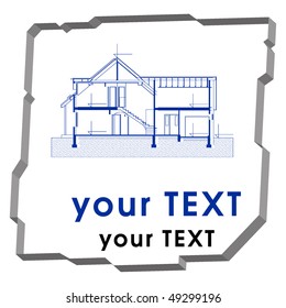blueprint of house in 3d frame