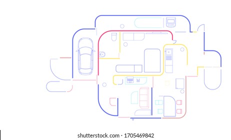 Blueprint house aechitecture plan abstract concept vector illustration  