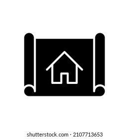 blueprint house glyph icon vector isolated on white background