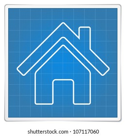 Blueprint House Icon, vector eps10 illustration