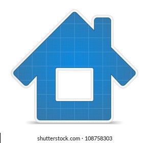 Blueprint house icon, vector eps10 illustration