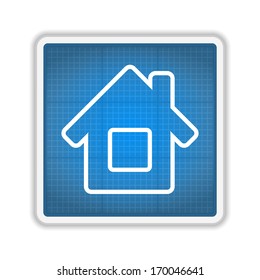 Blueprint house icon, vector eps10 illustration