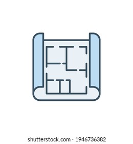 Blueprint or House Plan vector concept colored icon or symbol