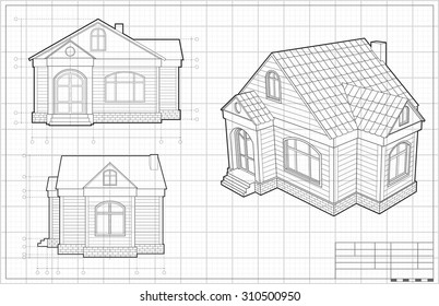 Blueprint house. Vector illustration.