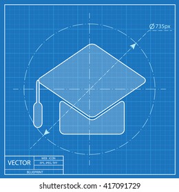 blueprint icon of academic hat 