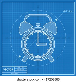 blueprint icon of alarm clock 