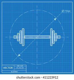 Blueprint icon of barbell 