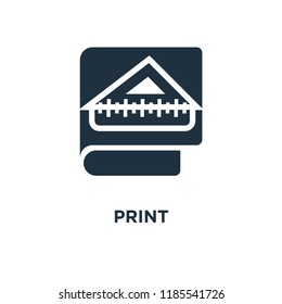 Blueprint icon. Black filled vector illustration. Blueprint symbol on white background. Can be used in web and mobile.