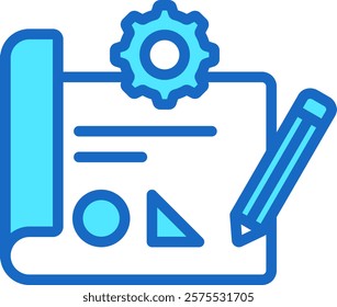 Blueprint Icon Blue Color Vector Illustration