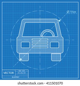 blueprint icon of car front 