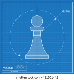blueprint icon of chess pawn 
