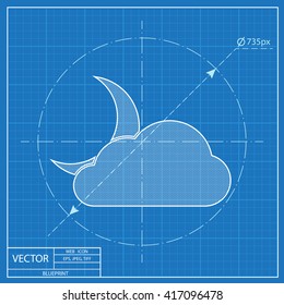 blueprint icon of cloudy night 