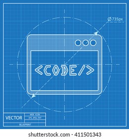 blueprint icon of code window 