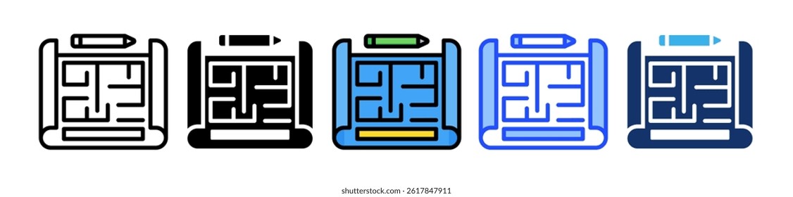 Blueprint Icon Collection With Multiple Styles