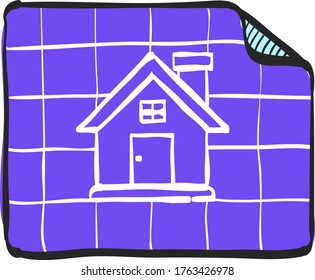 Blueprint icon in color drawing. Property house design mortgage