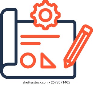Blueprint Icon Color Line Vector Illustration