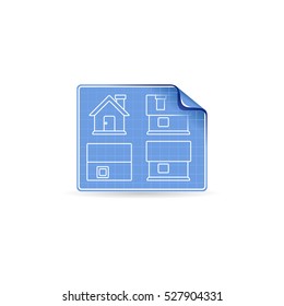 Blueprint icon in color. Property house design