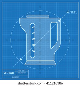 Blueprint icon of electric kettle 