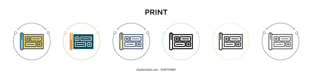 Blueprint icon in filled, thin line, outline and stroke style. Vector illustration of two colored and black blueprint vector icons designs can be used for mobile, ui, web