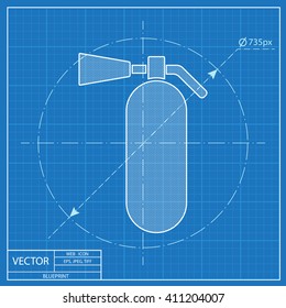 Blueprint icon of fire extinguisher 