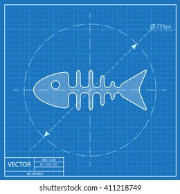Blueprint icon of fishbone 