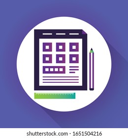 Blueprint Icon flat design on gradient color