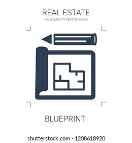 blueprint icon. high quality filled blueprint icon on white background. from real estate collection flat trendy vector blueprint symbol. use for web and mobile