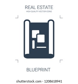 blueprint icon. high quality filled blueprint icon on white background. from real estate collection flat trendy vector blueprint symbol. use for web and mobile