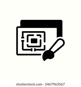 blueprint icon, isolated black glyph icon
