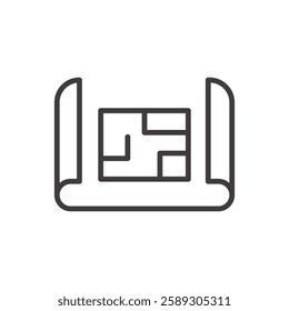 blueprint icon isolated stroke in black color