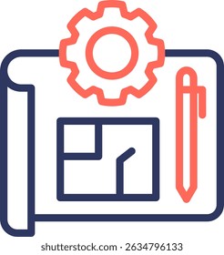Blueprint Icon Line Color Vector Illustration