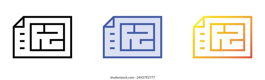 icono de plano. Diseño de estilo de relleno lineal, azul y degradado aislado sobre fondo blanco