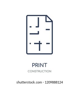 Blueprint icon. Blueprint linear symbol design from Construction collection. Simple outline element vector illustration on white background.