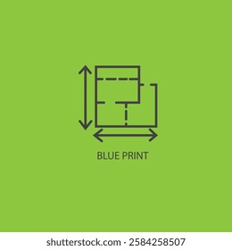 A blueprint icon logo typically represents a stylized image of a folded or partially unfolded technical drawing, often with visible lines and grid patterns, signifying a plan, design, or project 