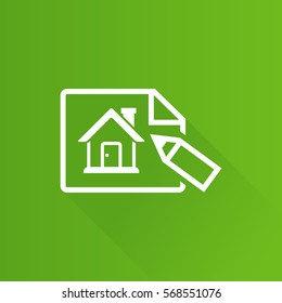Blueprint icon in Metro user interface color style. Property house design