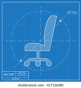 Blueprint Icon Of Office Chair 