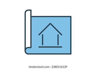 Blueprint Icon. Icon related to Construction. suitable for web site, app, user interfaces, printable etc. Flat line icon style. Simple vector design editable
