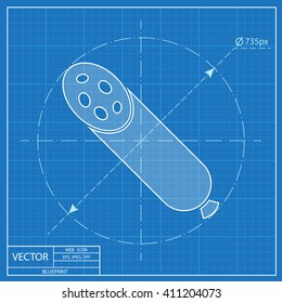 Blueprint icon of salami 