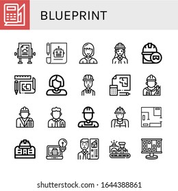 blueprint icon set. Collection of Engineering, Drawing table, Plan, Technician, Engineer, Blueprint, Worker, Architect, Real estate, Architecture, Planning icons