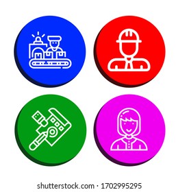 blueprint icon set. Collection of Worker, Engineer, Draft, Technician icons