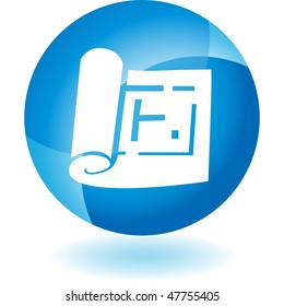 Icono de Blueprint aislado en un fondo blanco.