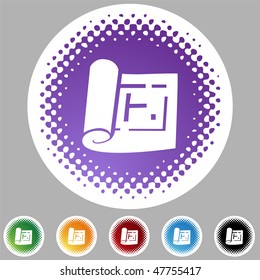 Blueprint icon set isolated on a white background.