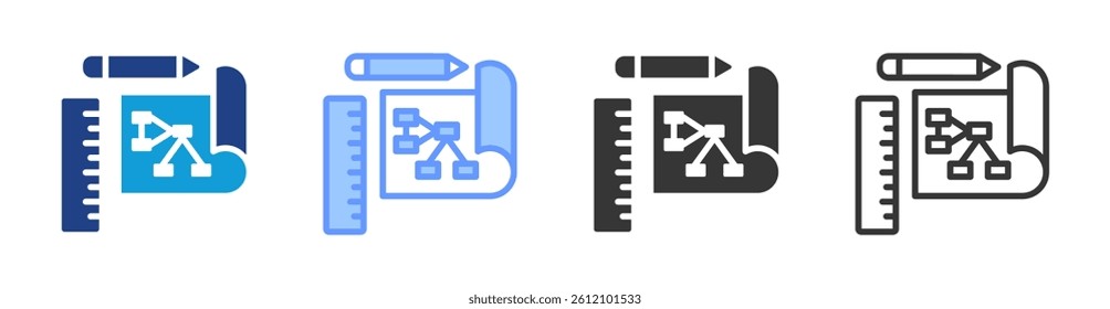 Blueprint icon set multiple style collection